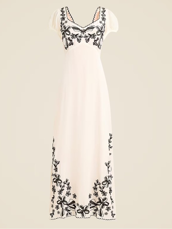 J. Crew Dresses & Skirts - J. Crew Ivory Maxi Dress with Black Floral Embroidery